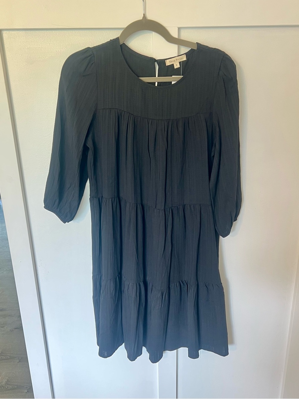 Shop Stevie Black Tiered Midi Dress